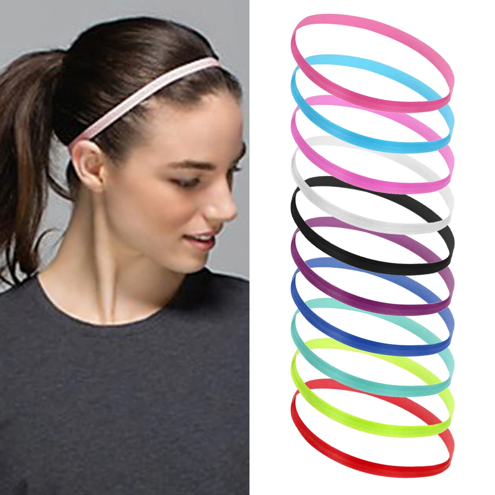 Bandas elásticas de goma para el pelo para hombre y mujer, cintas para el pelo de Color caramelo para Yoga, diadema deportiva para niñas, banda elástica antideslizante para el sudor, para correr y fútbol, 1 unidad