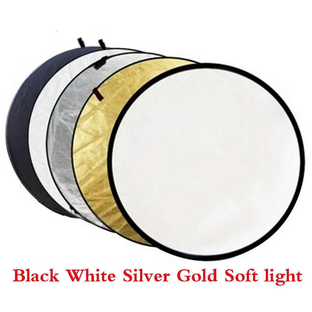80 см 3" 5-в-1 фон для фотосъемки студийный складной многодисковой фото светильник отражателями(белый и черный и серебряный и золотой защитный колпак