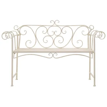

Vintage High-Quality Metal Garden Bench Double Chair Bench Garden Chair Park Chair Garden Leisure Decoration Antique White