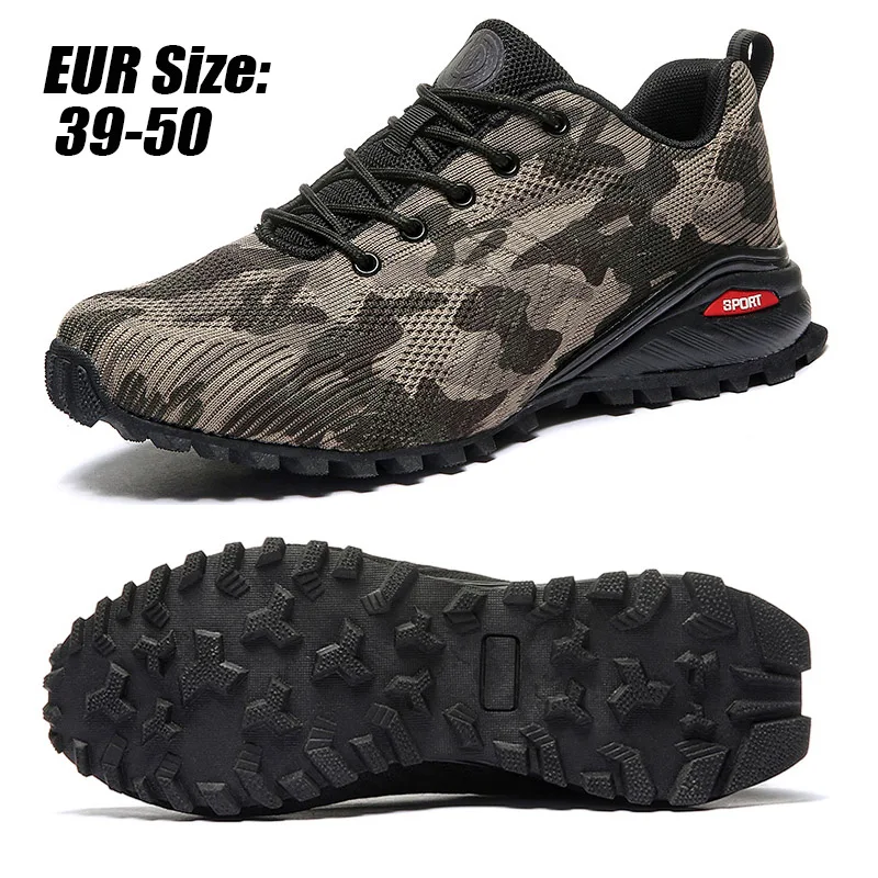 

Big Size Trekking Shoes Men Outdoor Mountain Tactical Boots Nonslip Sneakers Men Hiking Hunting Boots Trail Climbing Shoes Man