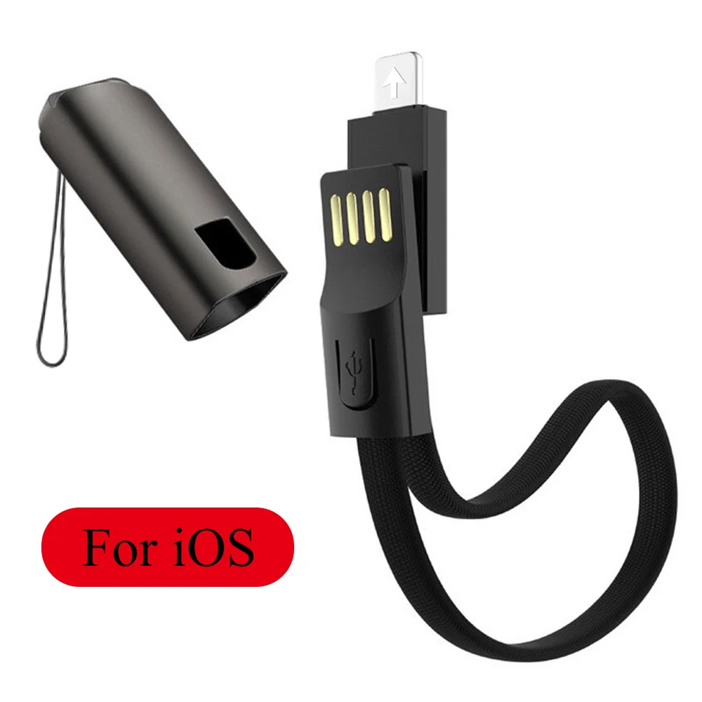 Шнур кабель для передачи данных, милый маленький 0,2 м Тип C зарядный кабель передачи данных 2.4A мобильного телефона Быстрый зарядный кабель Micro USB Redmi Note7 - Цвет: Black-LT