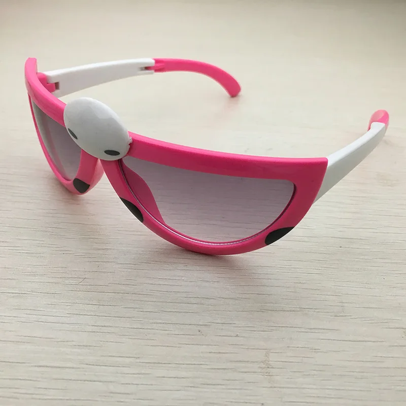 Детские Мультяшные животные в солнцезащитных очках UV400 детские солнцезащитные очки от 2 до 8 лет детские складные очки пластиковая Божья коровка деформация солнцезащитных очков для девочек - Цвет линз: C3 rose red