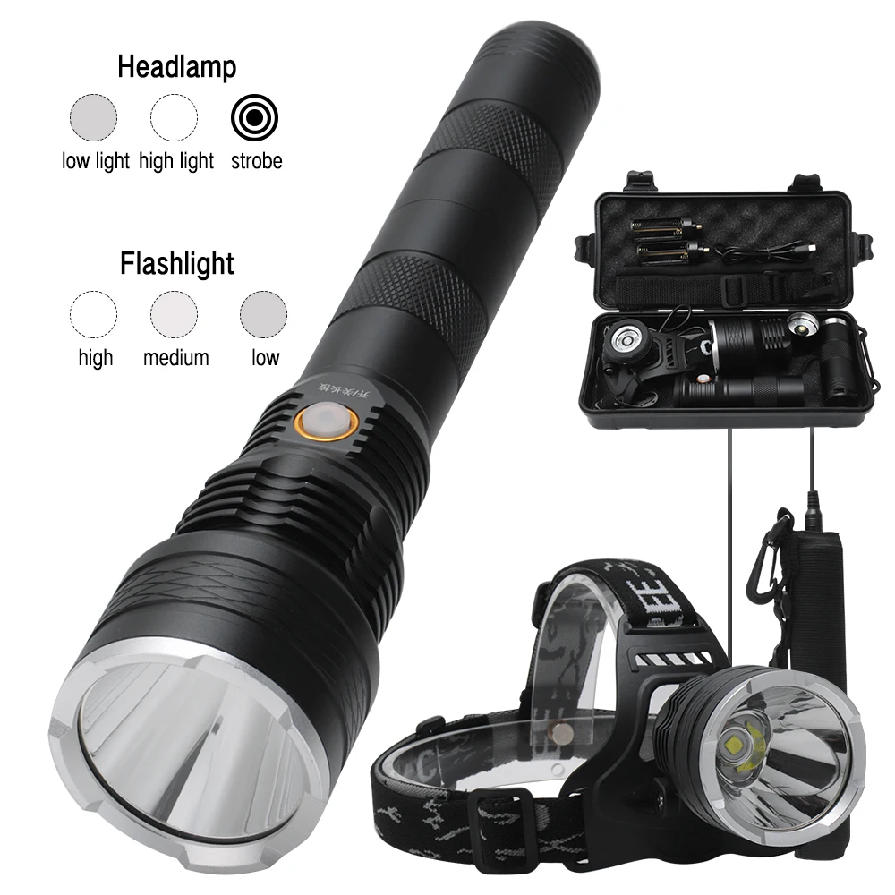 BORUiT XHP50 светодиодный налобный фонарь с 3 режимами перезаряжаемой фары может быть преобразован в фонарик для кемпинга, ночной рыбалки, Головной фонарь