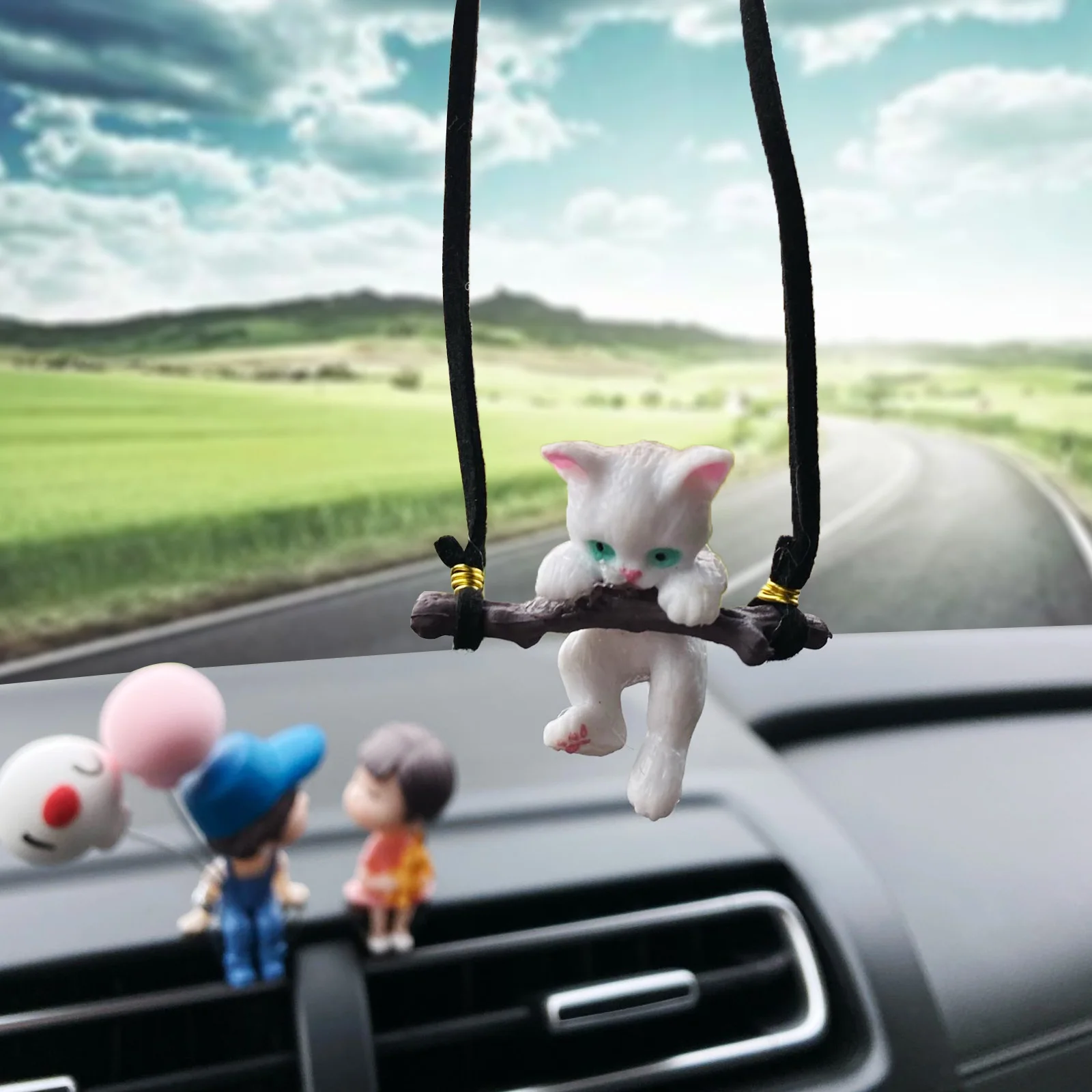 

Car Pendant Creative Cute Branch Cat Rearview Mirror Pendant Car Interior Decoration For Girls Car Interior Accessories