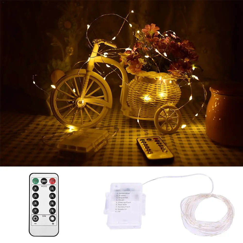 5M 50 Light Led Strip Light Battery Box Home Garden Copper Wire String Fairy Outdoor Christmas Party Wedding Birthday Decoration