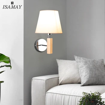 

Nature Wood Wall Lamp Stainless Steel Sconce Wall Lights Fixture E14 110V 220V Bedside Lamp Room Decor Dining Room Bedroom Light