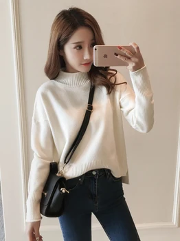 

Ribbed Sweater Women Wool Knit Fashion Handmade Loose Turtleneck Plus Size Pullover Winter Causal Oversize Long Knitwear KK60MY