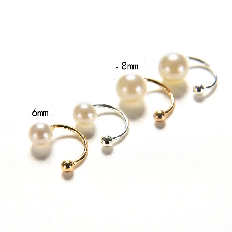 

1Pcs 6/8mm Fashion Sweet Exquisite Double Imitation Peals Ear Cuffs Ear Clamp Ear Clip Earrings For Women Girls Gifts