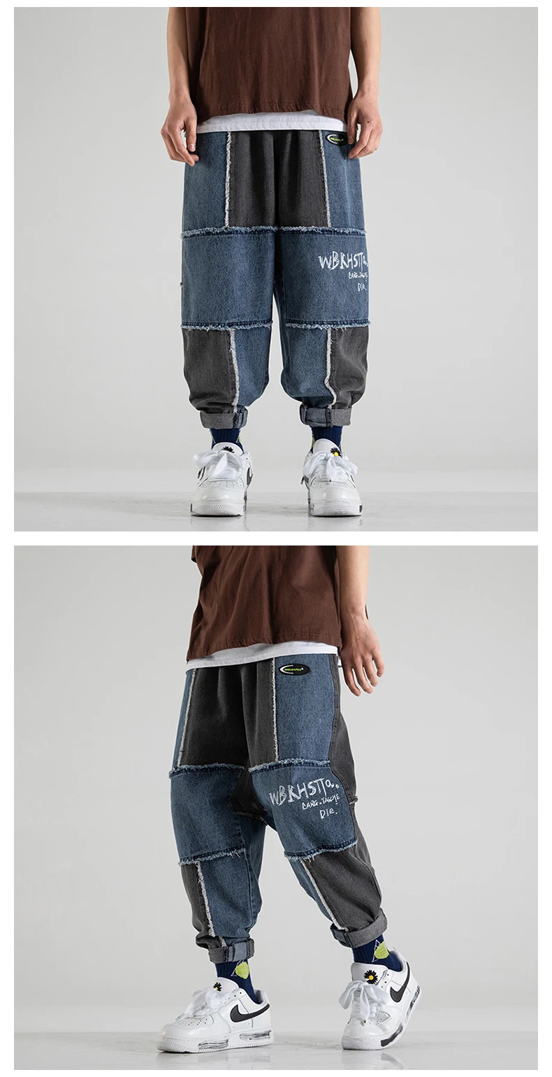Waliicorners Men Jeans Pants Loose Multi Pockets Denim Cargo Pants Streetwear Hip Hop Harem Baggy Trousers 13 Hd3d46fb6872b47818a41adfacab24acff