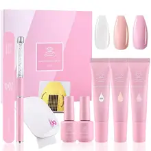 Makartt QikGel tırnak yapı jeli kiti, açık pembe tırnak oluşturucu geliştirme jel seti 6W LED UV tırnak lambası kaymaz çözümü gerekir
