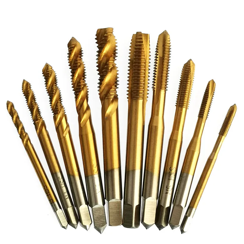 

5pcs HSS Hand Screw Tap Titanium Coated M3 M4 M5 M6 M8 Metric Straight Flute Thread Screw Taps Set Hand Tool Drill Tap Tools