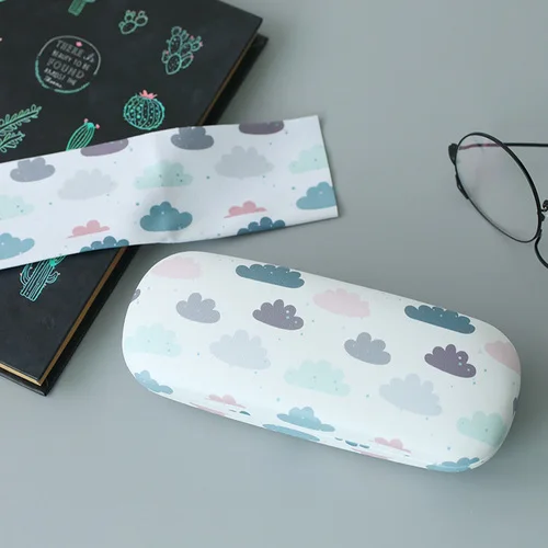 Color clouds Ins Мужская и женская мода кактус бриллианты Близорукость очки коробка мальчик и девочка студентов мультфильм портативный Чехол для очков - Цвет: Color clouds