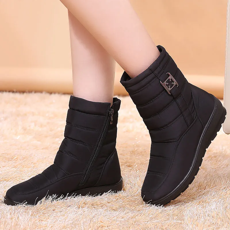 

Women boots antiskid waterproof winter snow boots women shoes Plus size plush warm female ankle boots zipper winter women botas