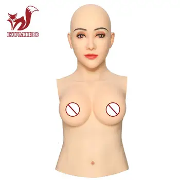 

KUMIHO Hand-made Angela Style Silicone boobs breast forms full head mask silicone gel for Drag queen Transgender for man shemale