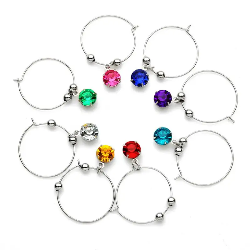 8 Pcs Wing Glass Hanging Ring Premium Rhinestone Pendant Colorful Decoration Party Family Gathering Accessory Creative