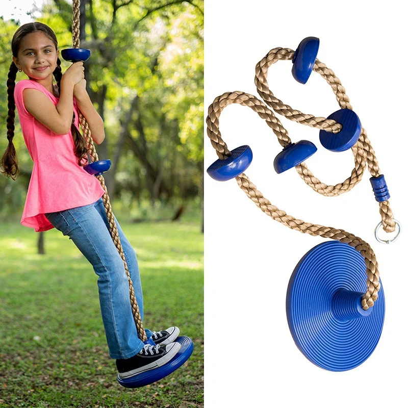 

Climbing Rope Swing with Foot Holder Platform and Disc Swing Seat Set for Kids Outdoor Tree Backyard Playground Swing