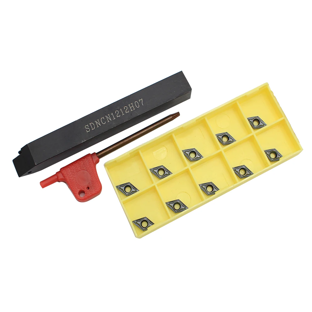 

1pcs SDNCN1212H07 Turning holder +10pcs DCMT070204 MV FT1125 CNC turning tools carbide inserts lathe external parting