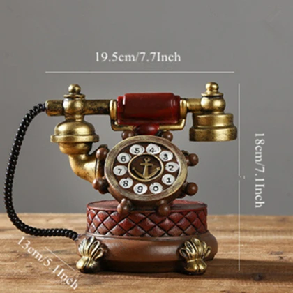 Red Telephone VILEAD 18 см смолы ретро телефон фигурки Творческий Европейский копилка украшения дома аксессуары Орнамент Ручной работы ремесла - Цвет: Red Telephone
