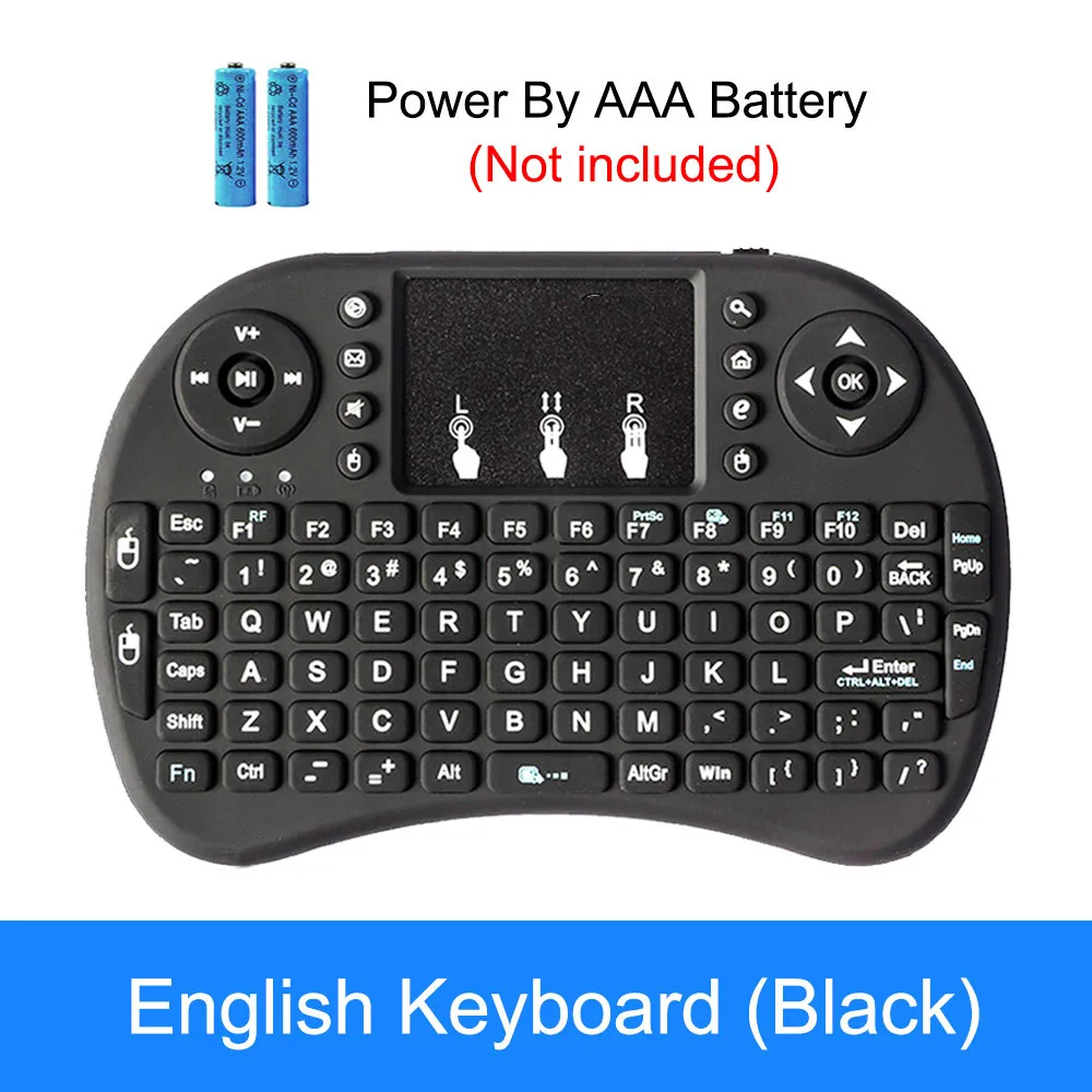English no backlit1 2,4G I8 Мини Беспроводная клавиатура с подсветкой с сенсорной панелью Английский Русский Испанский Французский пульт дистанционного управления для Android tv BOX - Цвет: English no backlit1