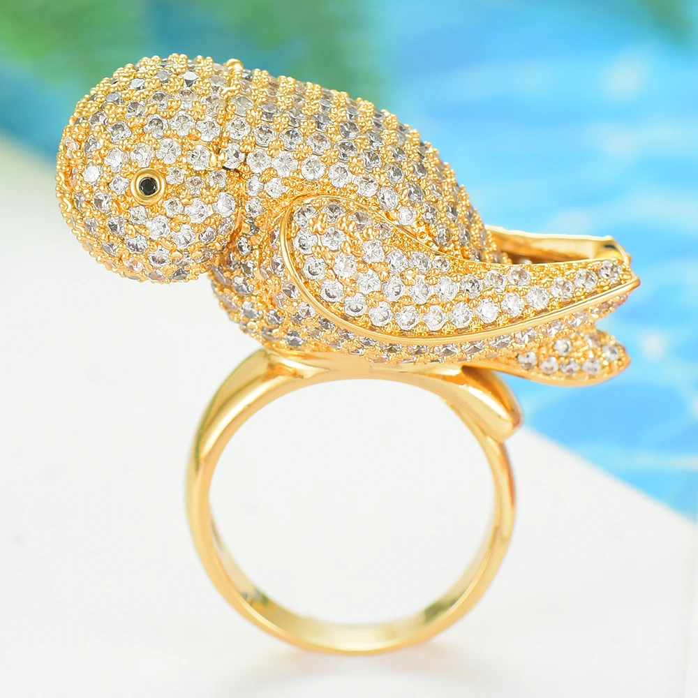 Gold GODKI Дубай, Марокканское кольцо с голубем, птицей, для женщин, полный кубический циркон, кольца на палец, бисер, благородное кольцо, богемное пляжное ювелирное изделие - Цвет основного камня: Gold