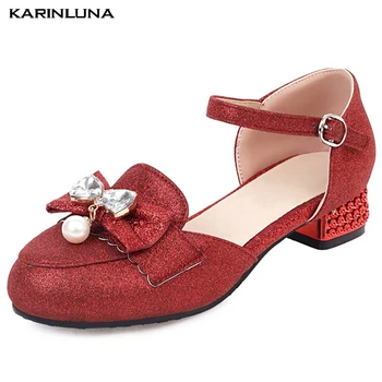 

Karinluna 2020 New Design Big Size 43 Sweet Bowtie Chunky Heels Summer Sandals Women Shoes Buckle Strap Dropship Shoes Woman