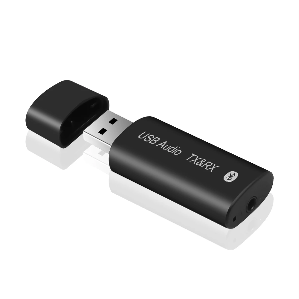 USB адаптер беспроводной адаптер Bluetooth аудио приемник передатчик 2 в 1 Мини стерео V5.0 USB 3,5 мм разъем красочный для ТВ ПК автомобиля - Цвет: Черный