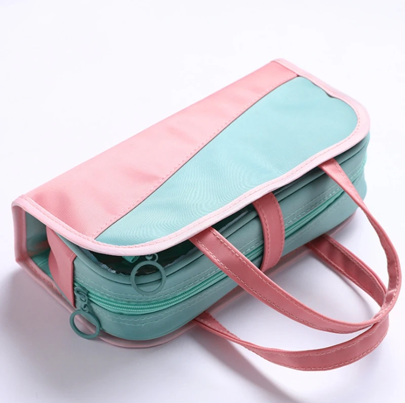 

Creative Pencil Case 2 in 1 Pencil Bags Transparent Pvc Pen Box Beauty Case for Women Travel Makeup Pouch Cosmetic Bag