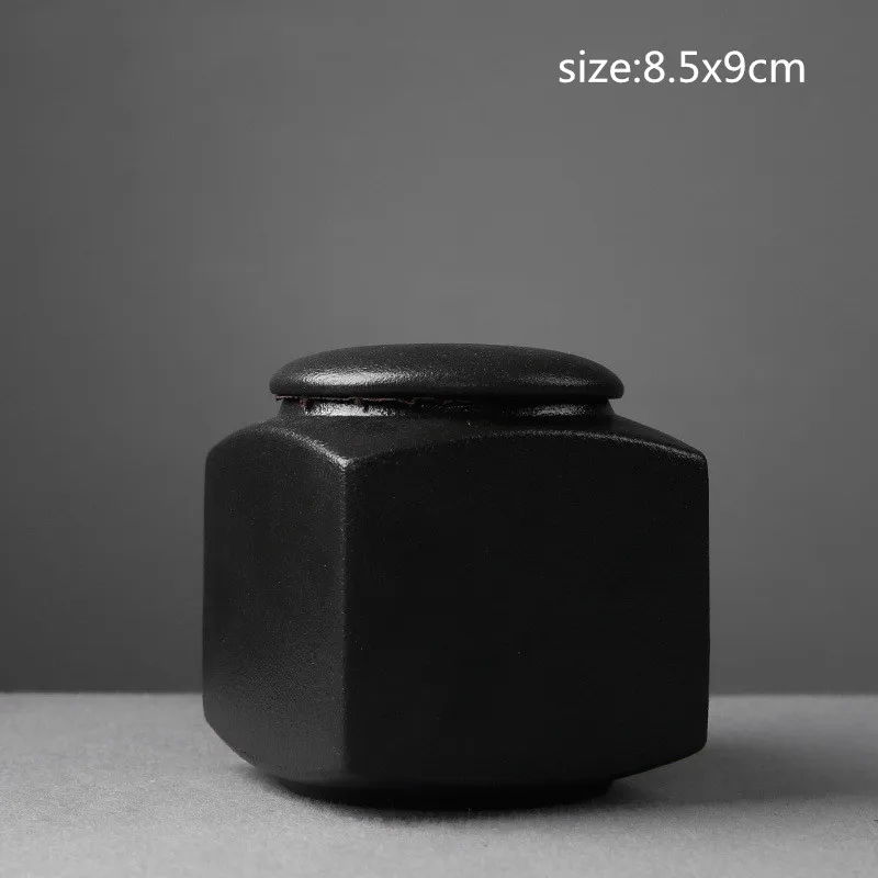 As shown Large capacity black pottery tea can Portable Sealed Jar travel Tea Caddy Storage Spice Tea Boxes Candy storage tank Home Decor - Цвет: As shown