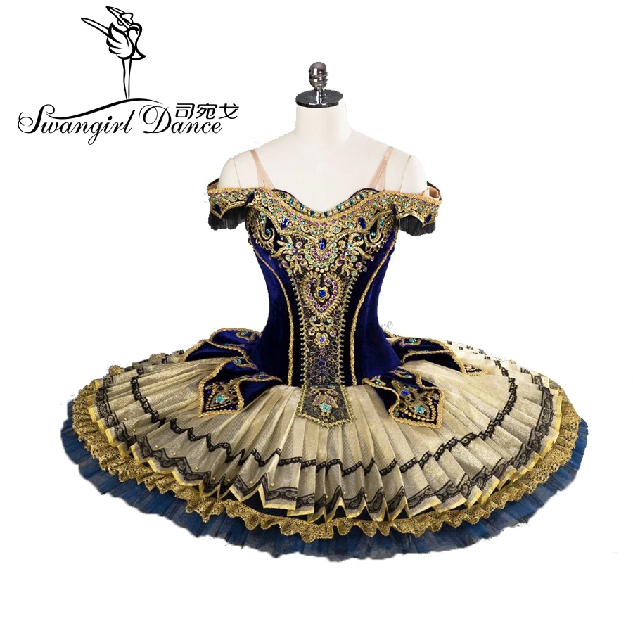 

2017New Arrival!high quality gold black velvet professional ballet tutus with Golden decoration pancake tutu BT9104