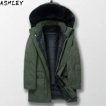 Billig Reale Feder Mantel, Mann Mantel, GroĂe Kaninchen Weste, Hoodie, Parka Mit Fuchs Haut,