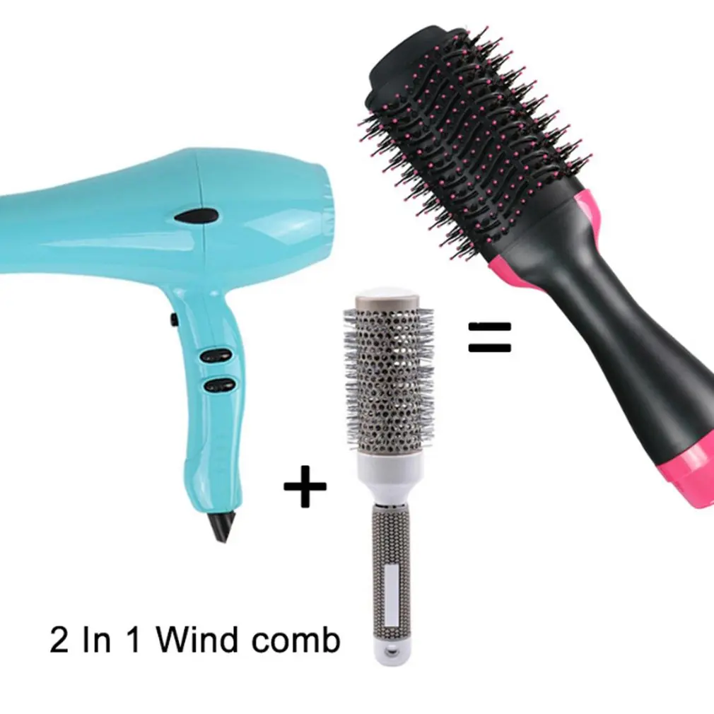 2 in 1 Multifunction Hair Dryer Rotating Brush Roller Rotate Styler Comb Styling Straightening Curling Iron
