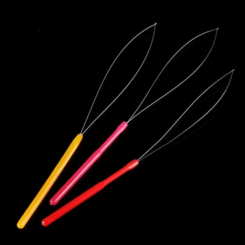 

1PCS Random Send Plastic Crochet Hook Pulling Needle Loop Threader Tool for I tip Hair Extension Micro Ring Tools