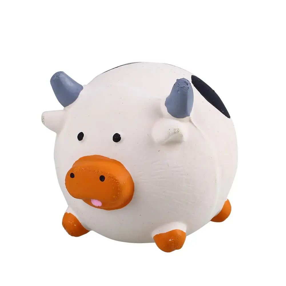 cow Мультфильм собака щенок латекс пищащая Жевательная укуса Teech чистки бледно писклявые игрушки - Цвет: cow