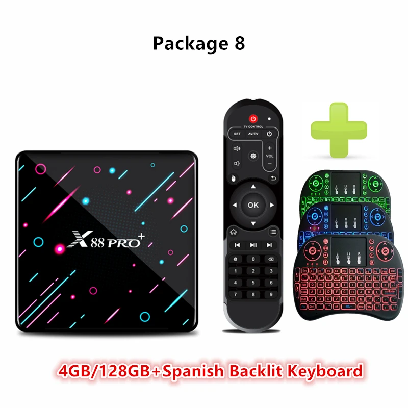 4G 128G ES Backlit HAAYOT Android 9.0 Smart TV Box Rockchip Rk3368 8 core 4G 64G/128G Set Top Box Wifi Tvbox Gamer 4K IPTV Mediaplayer Box X88 Pro - Цвет: 4G 128G ES Backlit