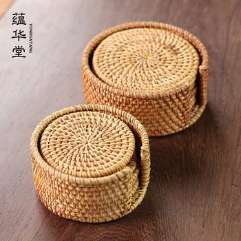 

Simple Atmosphere Handmade Rattan Coaster Pot Mat Heat Proof Mat Pot Tray Tea Pot Base Cup Mat Home Decoration Accessories