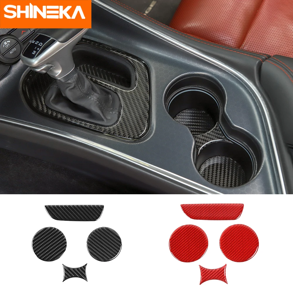 SHINEKA аксессуары из углеродного волокна для Challenger Car Gear Shift панель подстаканник