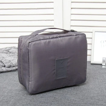 

Travel cosmetic bag, section with zipped pockets, color gray