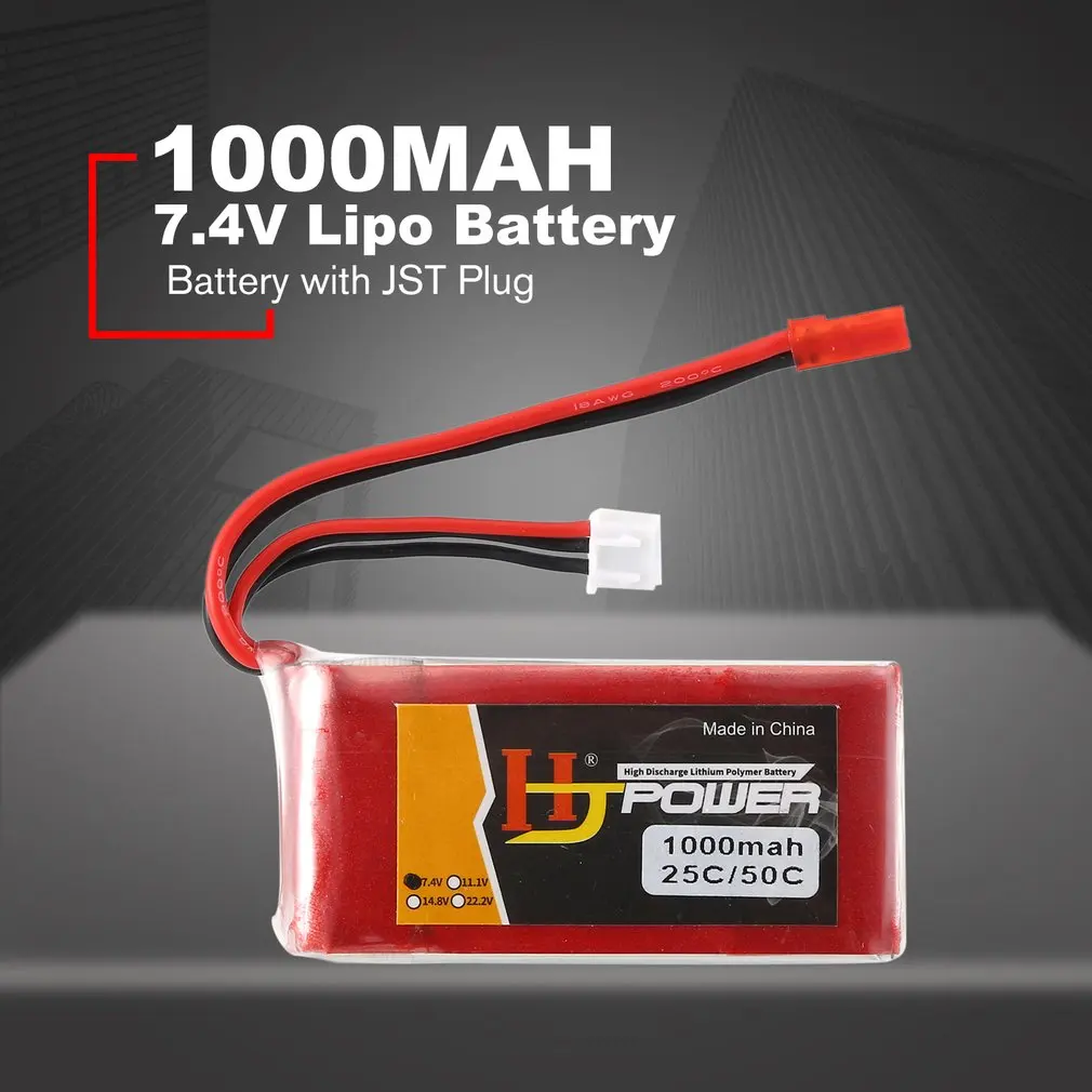 7,4 V/11,1 V 850 MAH/1000 MAH 45C 2S Lipo аккумулятор XT30/JST разъем Перезаряжаемый для RC гоночный Дрон вертолет модель автомобиля лодки - Цвет: 7.4V 1000MAH 2S JST
