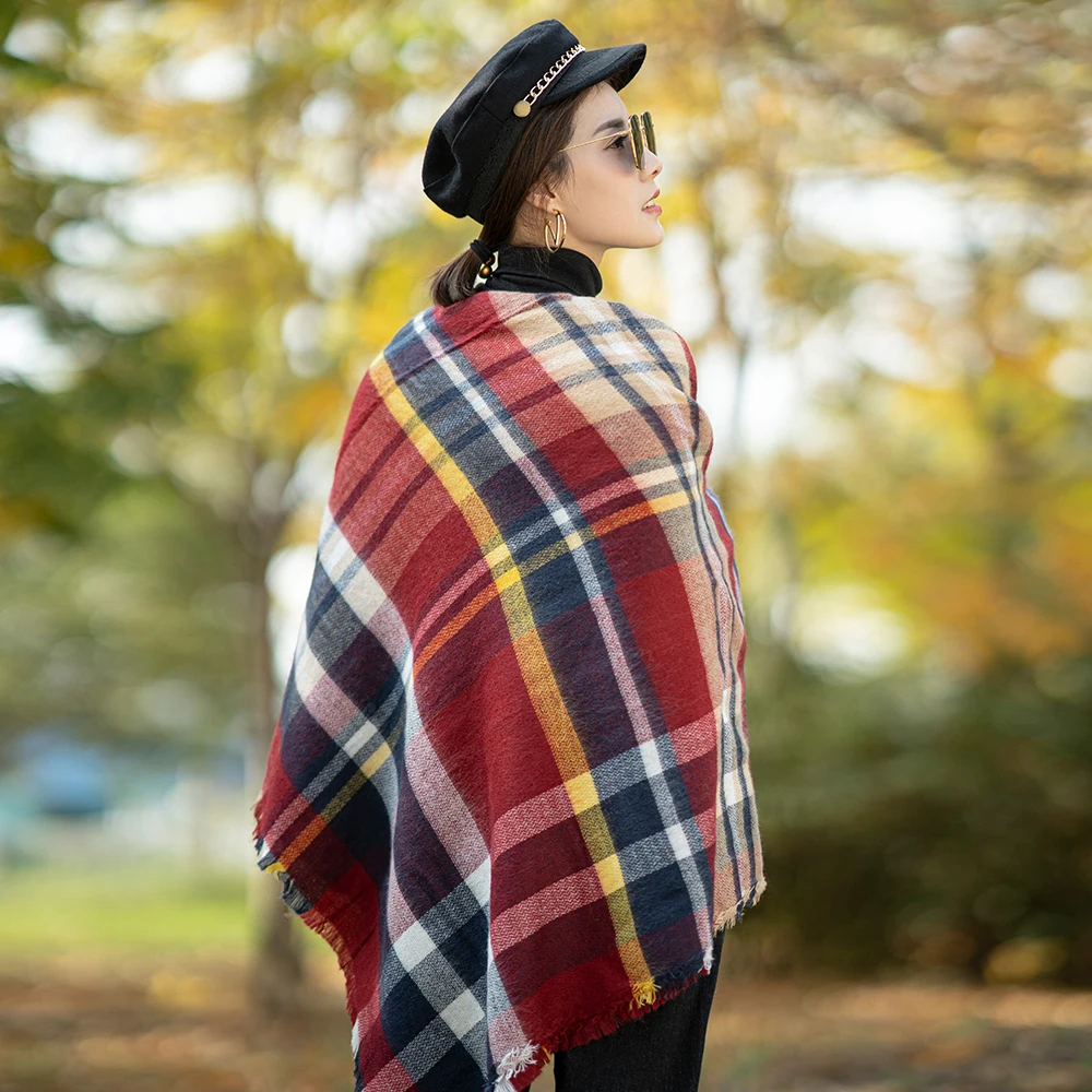 909C05 Scarf for Women Plaid Bufandas Mujer Black Warm Scarf Women Winter Scarves Shawls stoles Blanket Scarf Luxury Brand - Color: 909C05