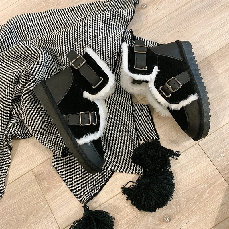 Popular Women Snow Boots Platform Winter Boots Thick Plush Casual Ankle Boots Women Winter Shoes Ladies Fashion Buckle