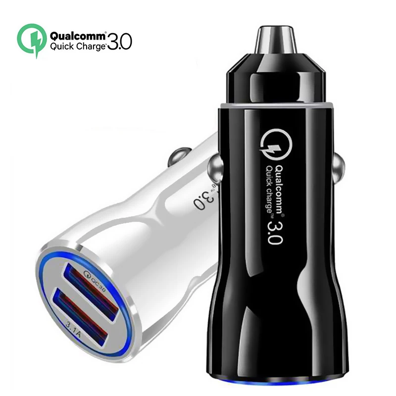 Car USB Charger Quick Charge 3.0 2.0 Mobile Phone Charger 2 Port USB Fast Car Charger for iPhone Samsung Tablet Car-Charger