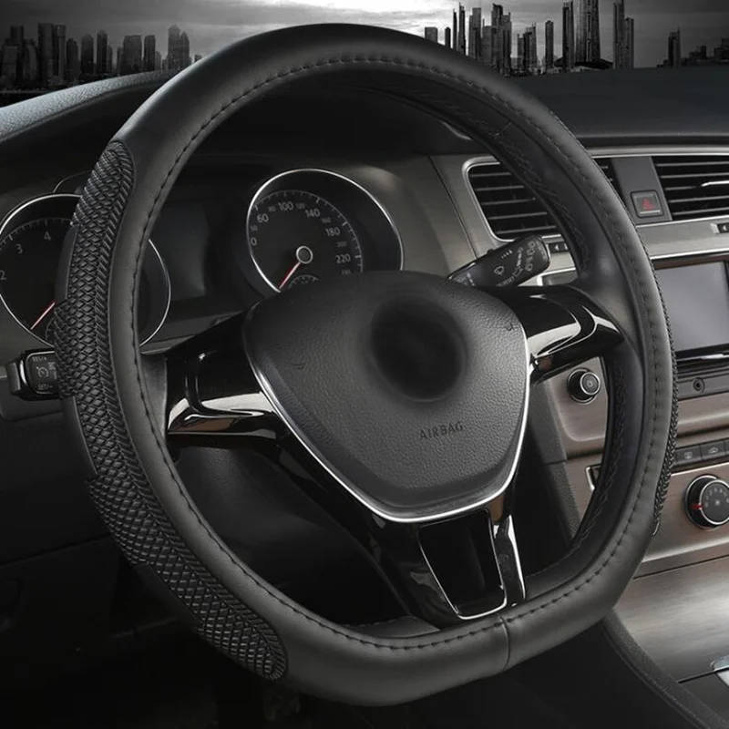 Car Steering Wheel Cover D Shape Leather For Volkswagen Golf 6 7 Polo