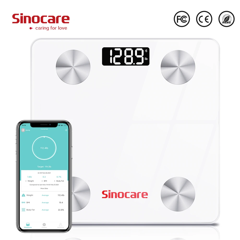 Умные весы Sinocare для измерения массы тела беспроводной цифровой анализатор