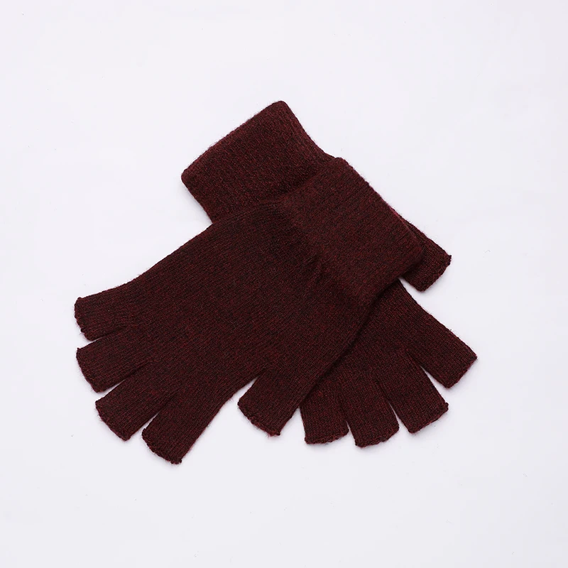 15 Zao Red Sparsil мужские и женские кашемировые перчатки с половинными пальцами короткие шерстяные вязаные митенки зимняя теплая шапка унисекс шерстяные эластичные перчатки без пальцев - Цвет: 15 Zao Red