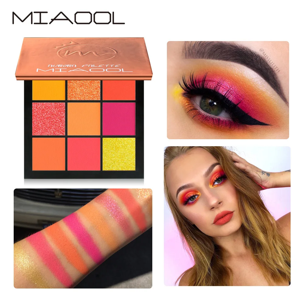 

Miaool Nine Color Fluorescent Orange Eyeshadow Compact Symphony xing mou Eye Shadow Orange-Color Eyeshadow Makeup Palette ME009