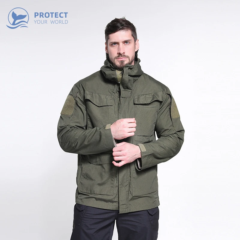 

2019 new Outdoor men's field suits windproof warm and wearable long section multi-functional tactical jacket outdoor jacket