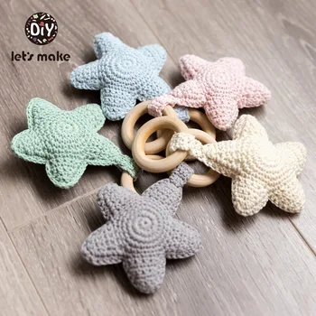 

Letâ€™s Make Baby Rattle Baby Bed Hanging Rattles Toys DIY Christmas Star BPA Free 1PC Weaving Crochet Wood Cotton Wooden Ring