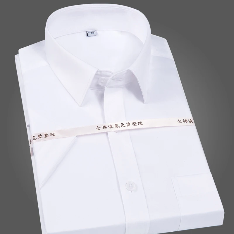 Men's Classic Non Iron Short Sleeve Dress Shirt Single Patch Pocket Wrinkle Resistant-Easy Care Regular-fit Formal Cotton Shirts 2
