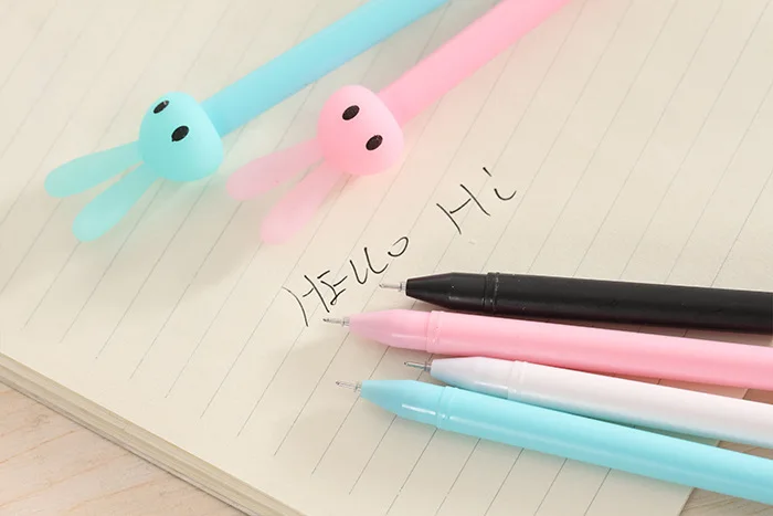 4 шт./компл. милый ручка с кроликом kawaii 0,5 мм мультфильм гелевая ручка для творчества канцелярские принадлежности для офиса и обучения канцелярских принадлежностей