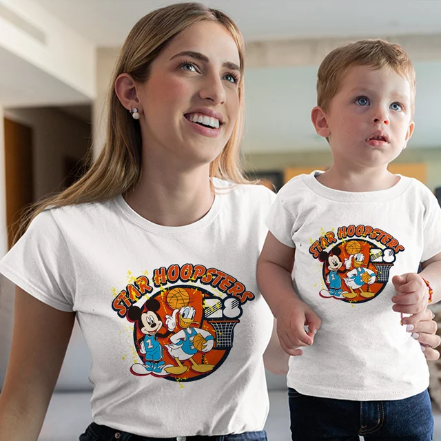 Disney a juego para madre e hijo, ropa con de Mickey, estética Vintage, moda para niños, aspecto trajes de bebé, camisetas para mamá|Trajes iguales de familia| - AliExpress
